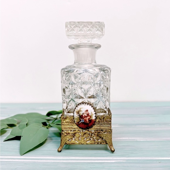 Vintage Bath Mid Century Glass Bubble Bath Bottle With Stopper